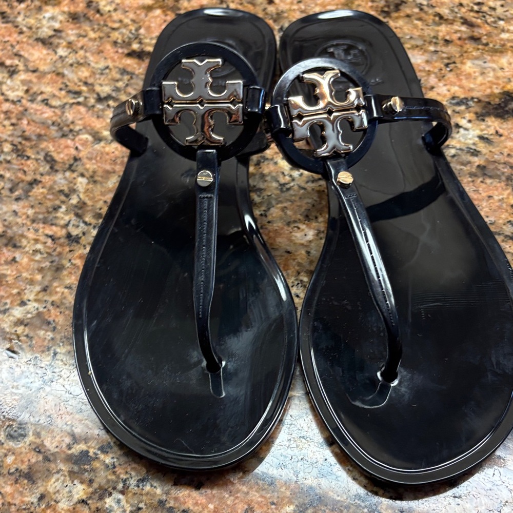 Tory Burch Glossy Black Jelly Sandals